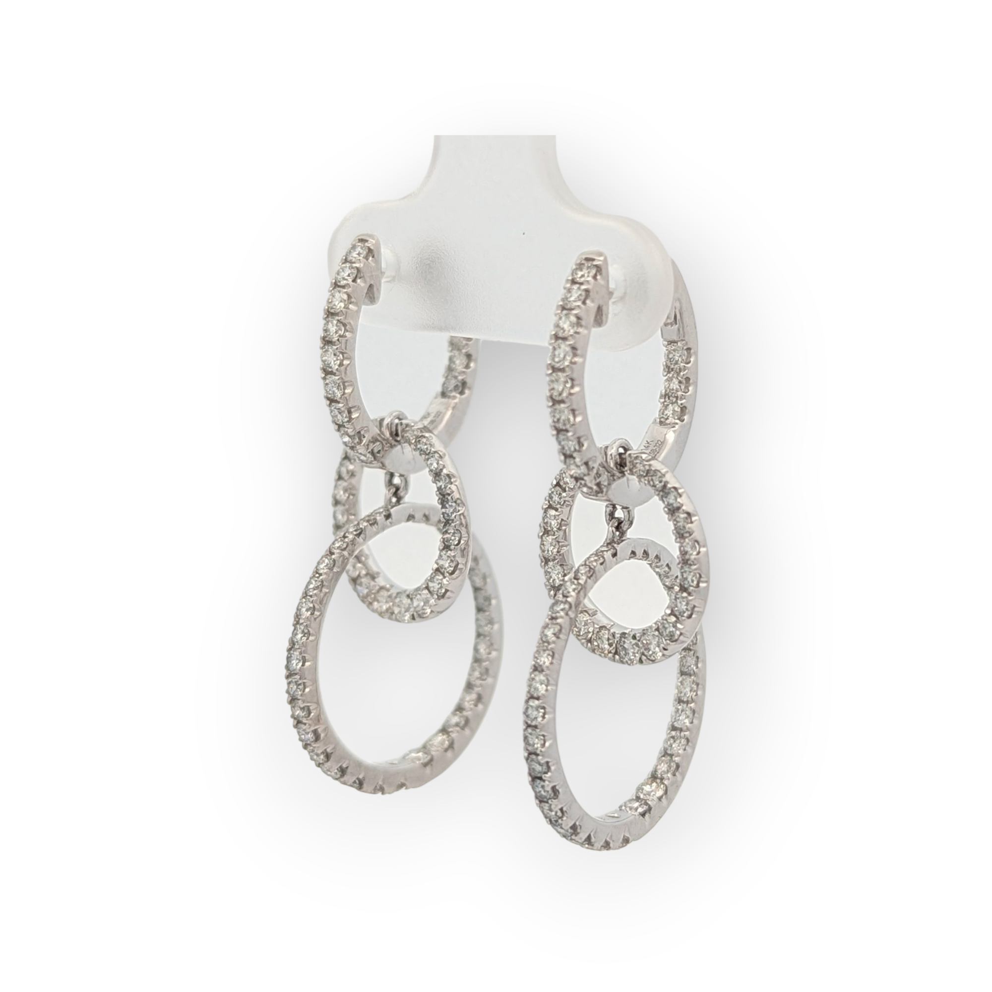 14K White Gold Triple Loop Earrings