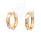 14K Yellow Gold and Burnish-Set Diamond Huggies