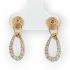 14K White and Yellow Gold Diamond Dangle Earrings
