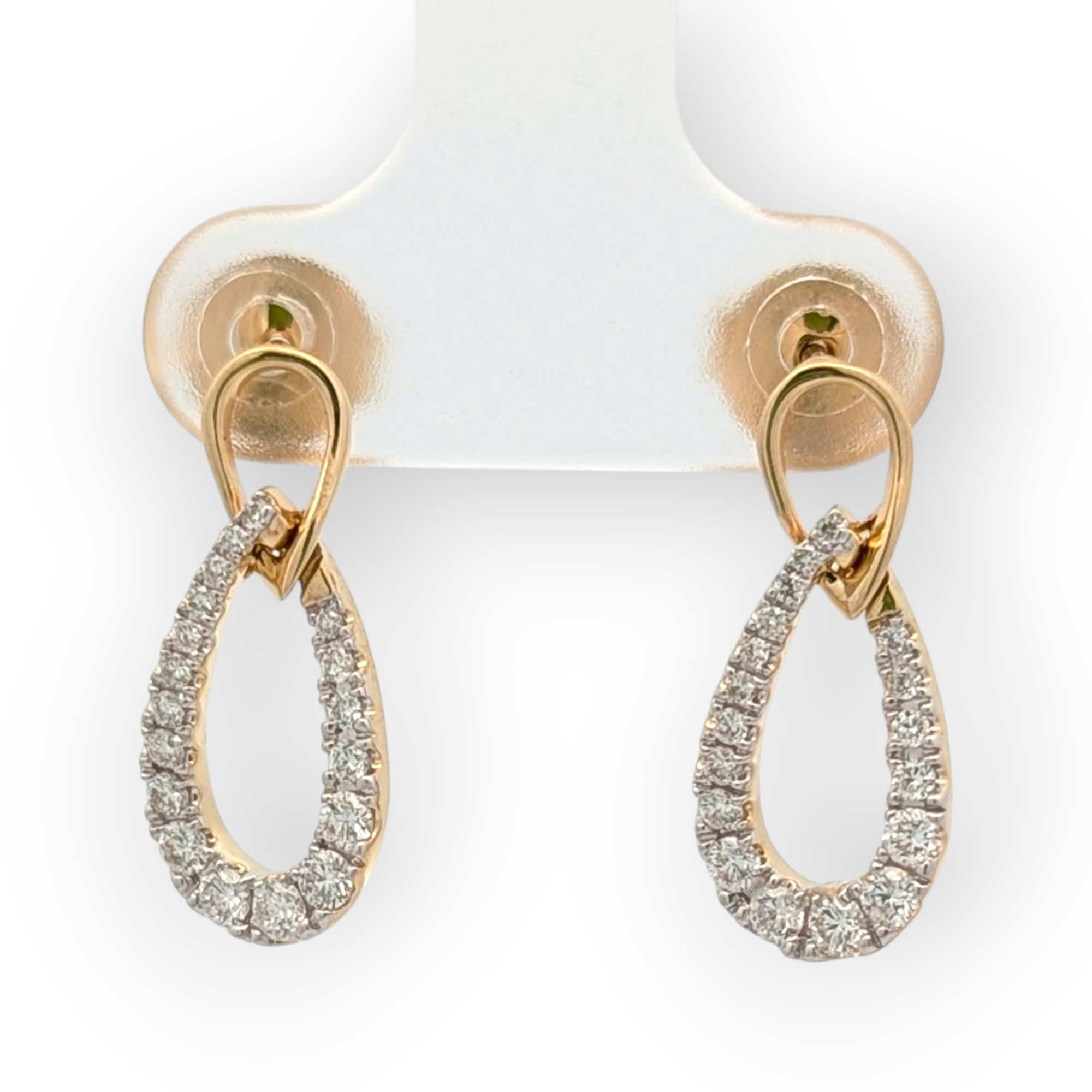 14K White and Yellow Gold Diamond Dangle Earrings