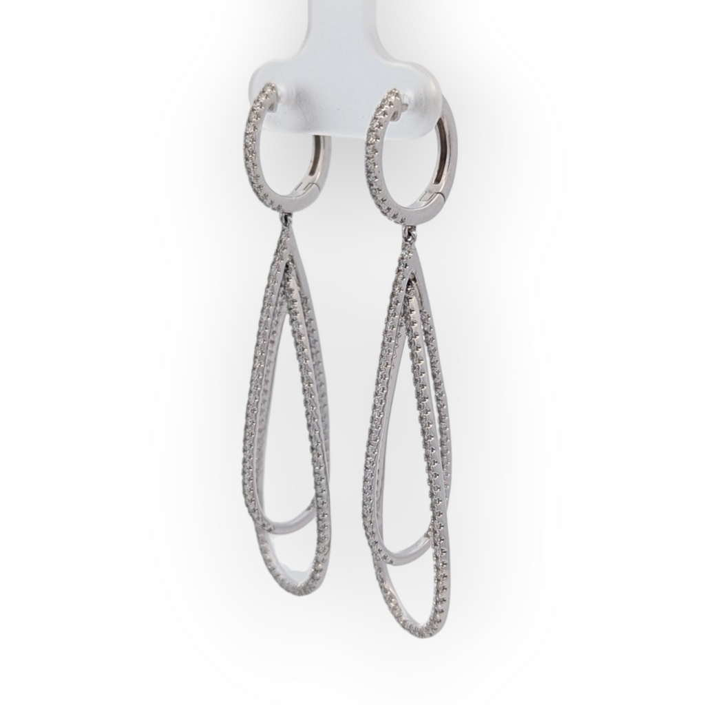 14K White Gold "Whisk" Diamond Earrings