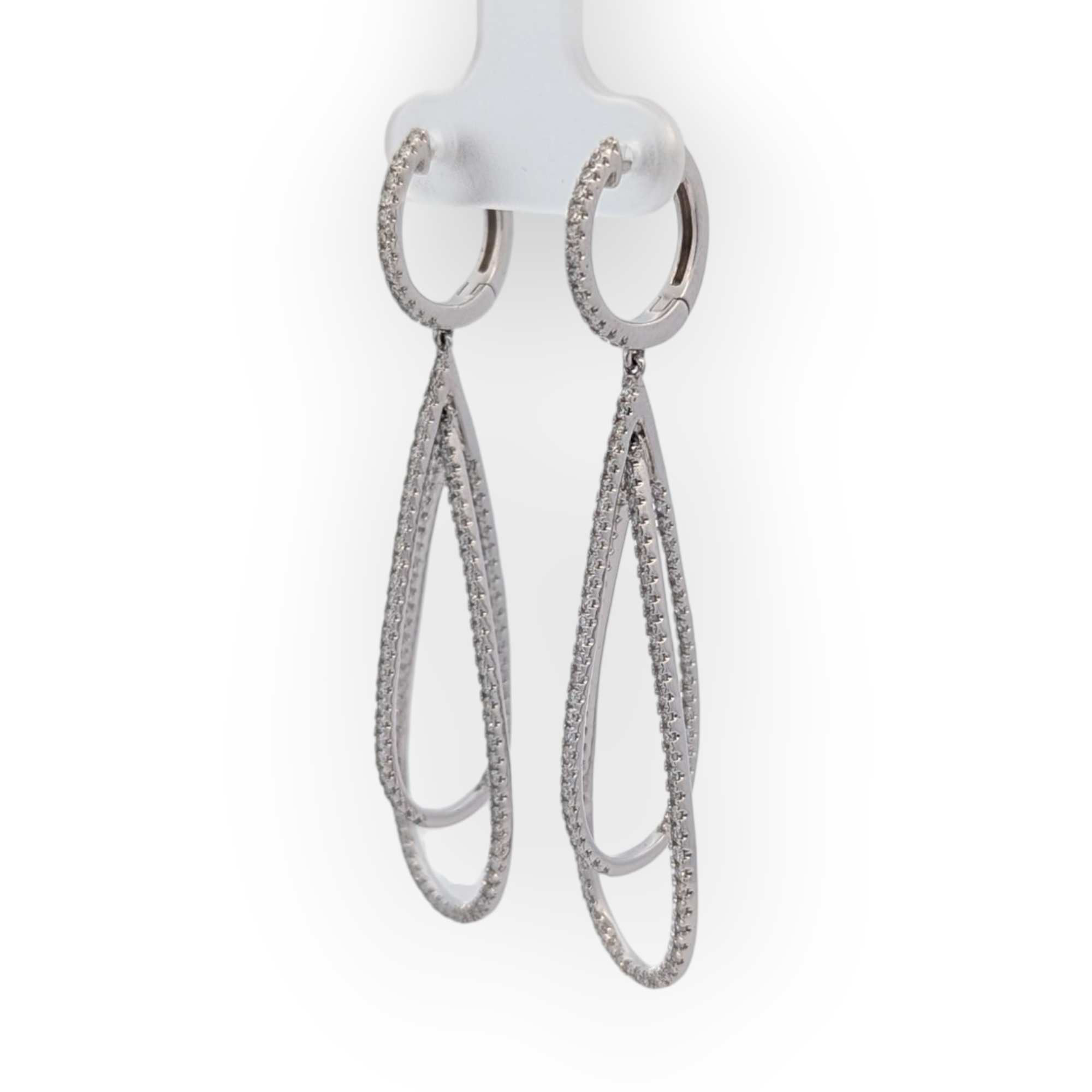 14K White Gold "Whisk" Diamond Earrings