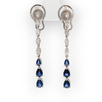 14K White Gold, Diamond, and Sapphire Earrings
