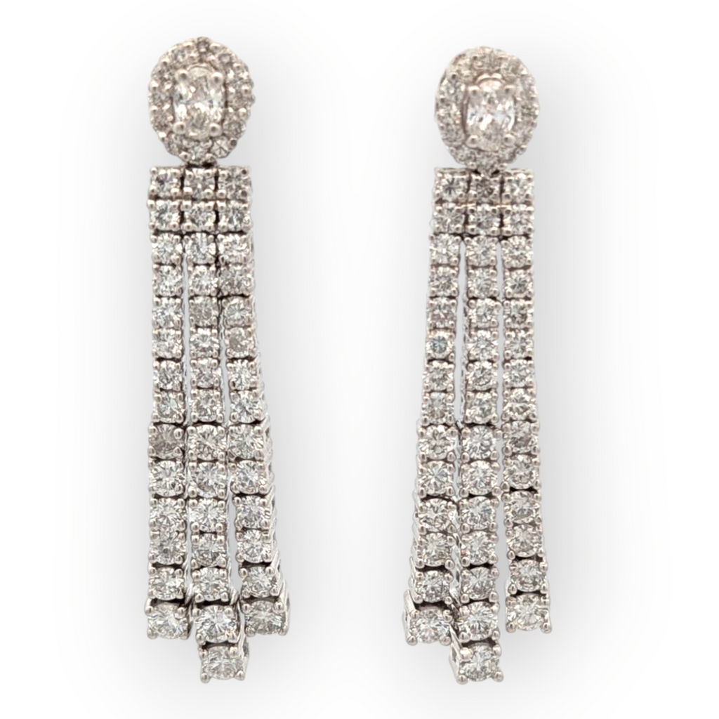 14K White Gold and Natural Diamond Tassel Earrings