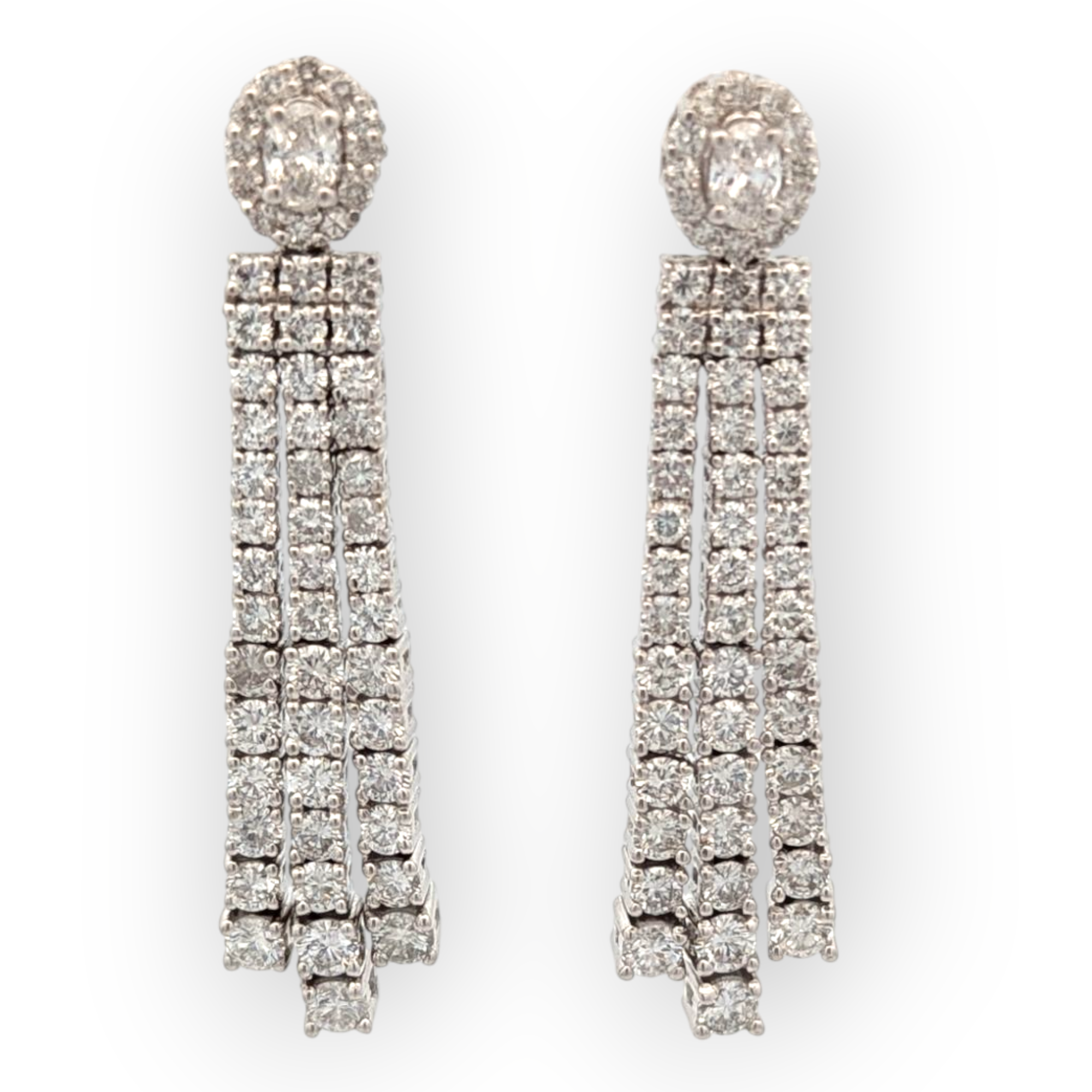 14K White Gold and Natural Diamond Tassel Earrings