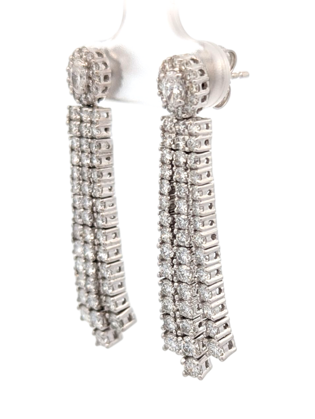 14K White Gold and Natural Diamond Tassel Earrings