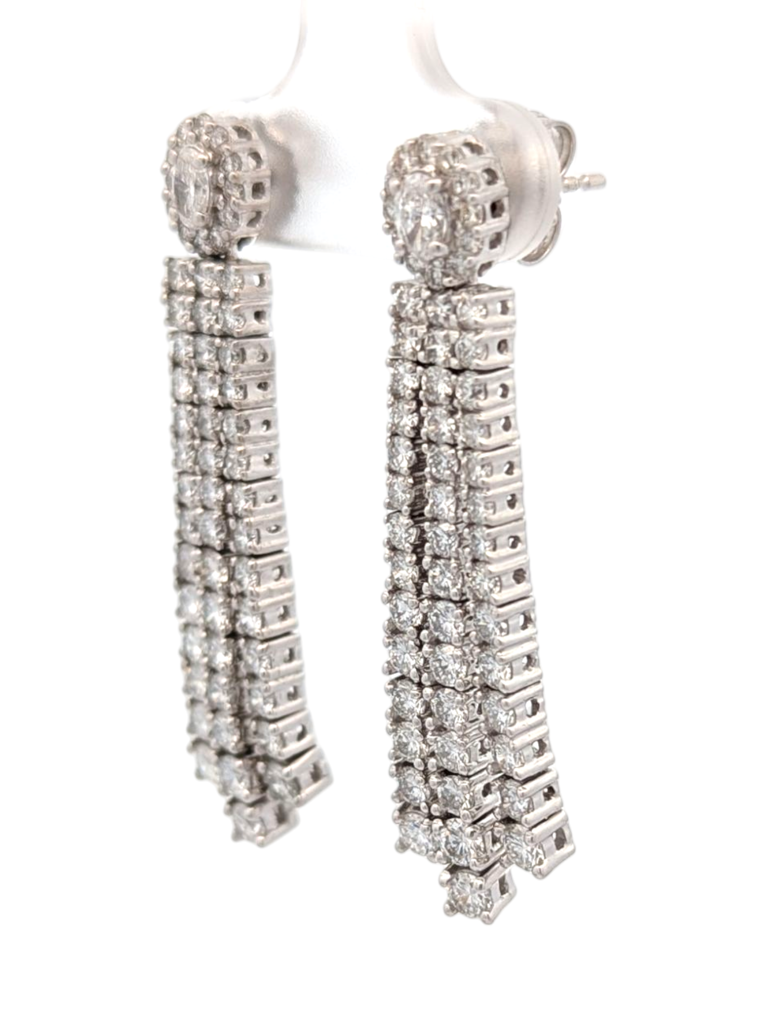 14K White Gold and Natural Diamond Tassel Earrings