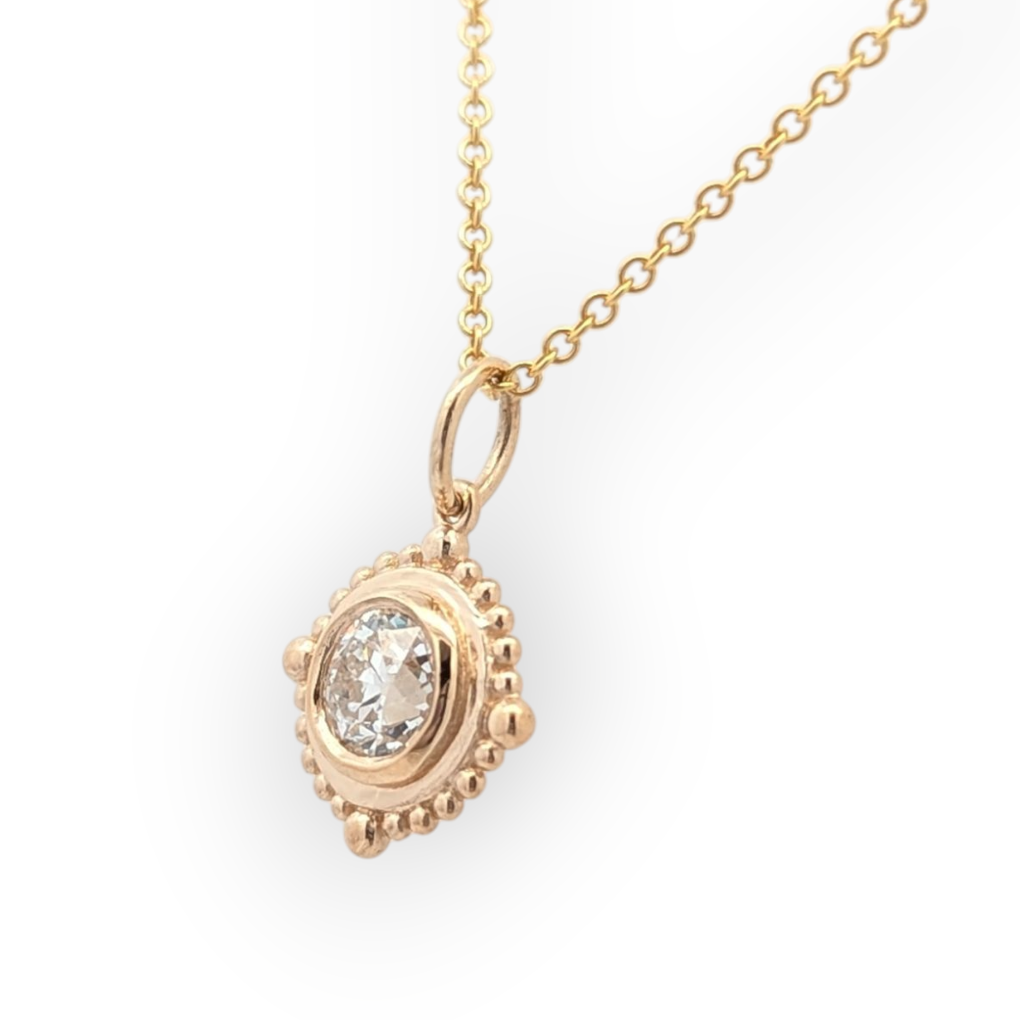 14K Yellow Gold Vintage Inspired Diamond Pendant