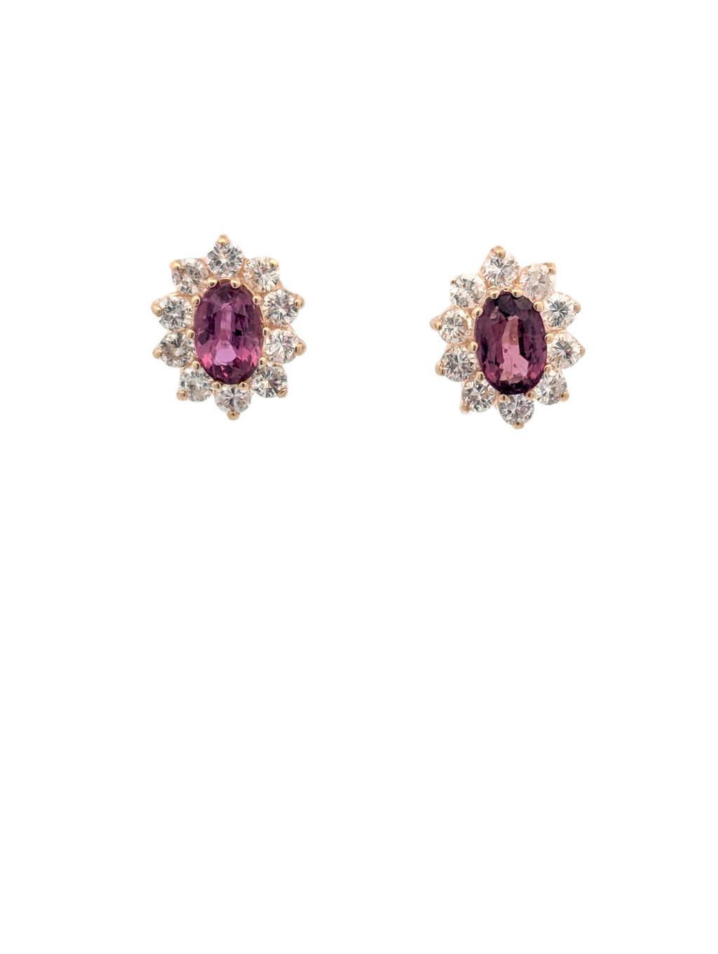 Diamond and Garnet Stud Earrings