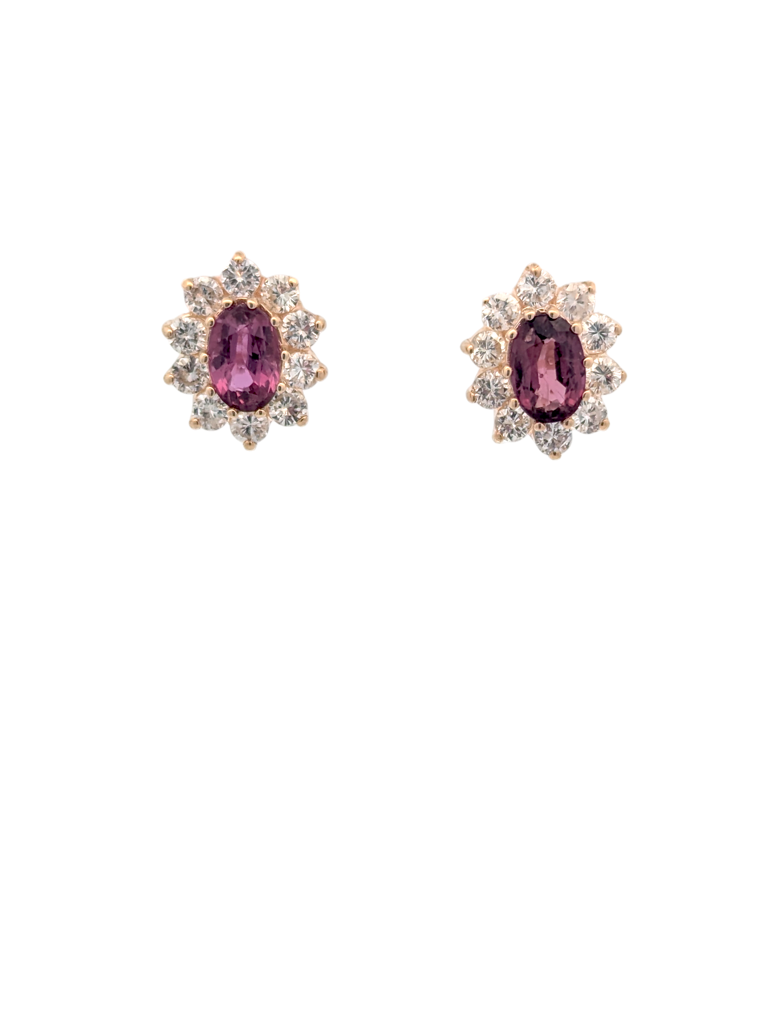 Diamond and Garnet Stud Earrings