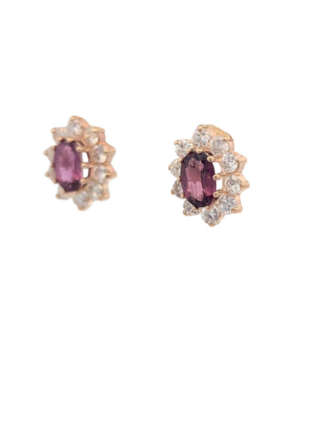 Diamond and Garnet Stud Earrings