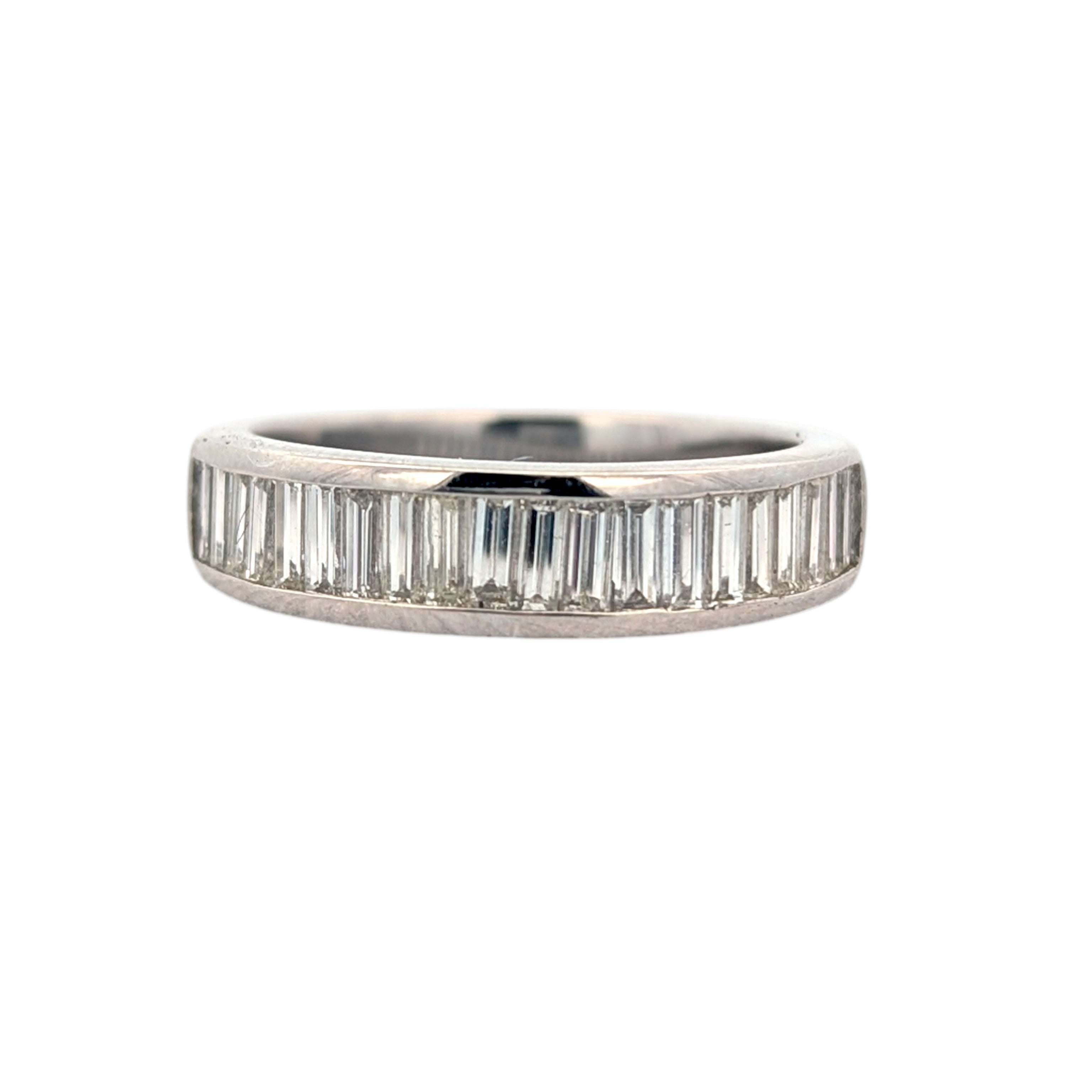Platinum and Baguette Diamond Band
