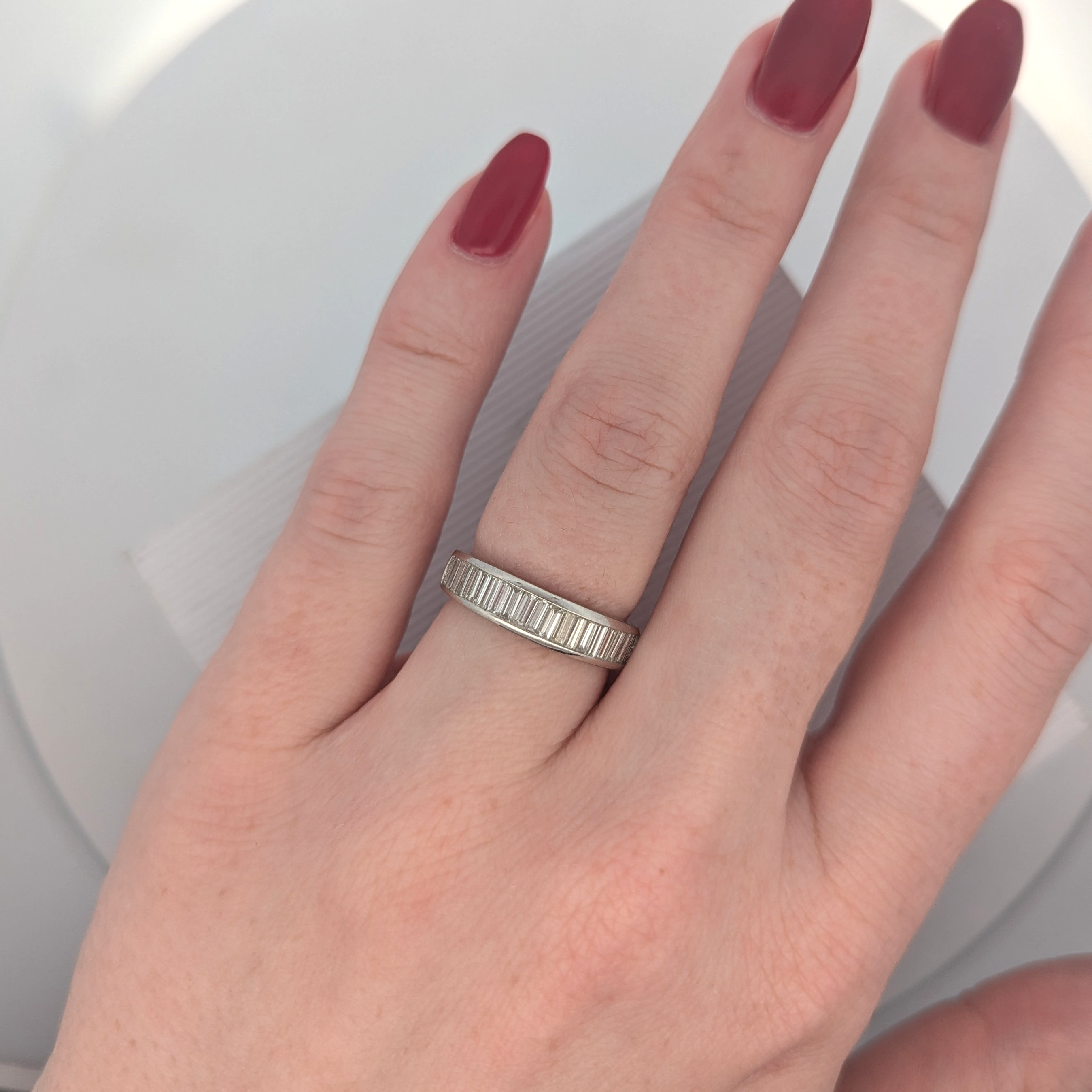 Platinum and Baguette Diamond Band