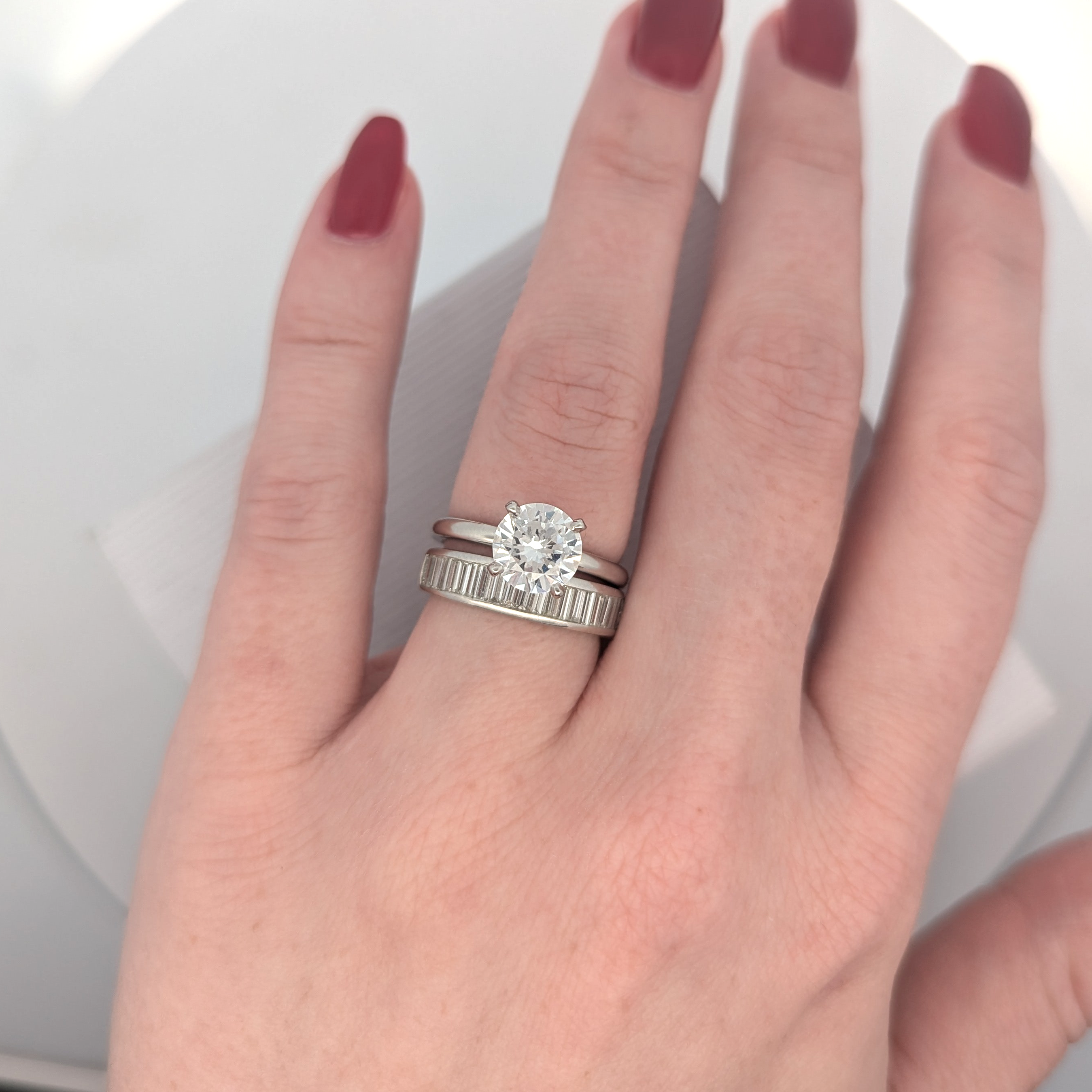 Platinum and Baguette Diamond Band