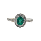 14K White and Yellow Gold Emerald and Diamond Ring