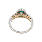 14K White and Yellow Gold Emerald and Diamond Ring