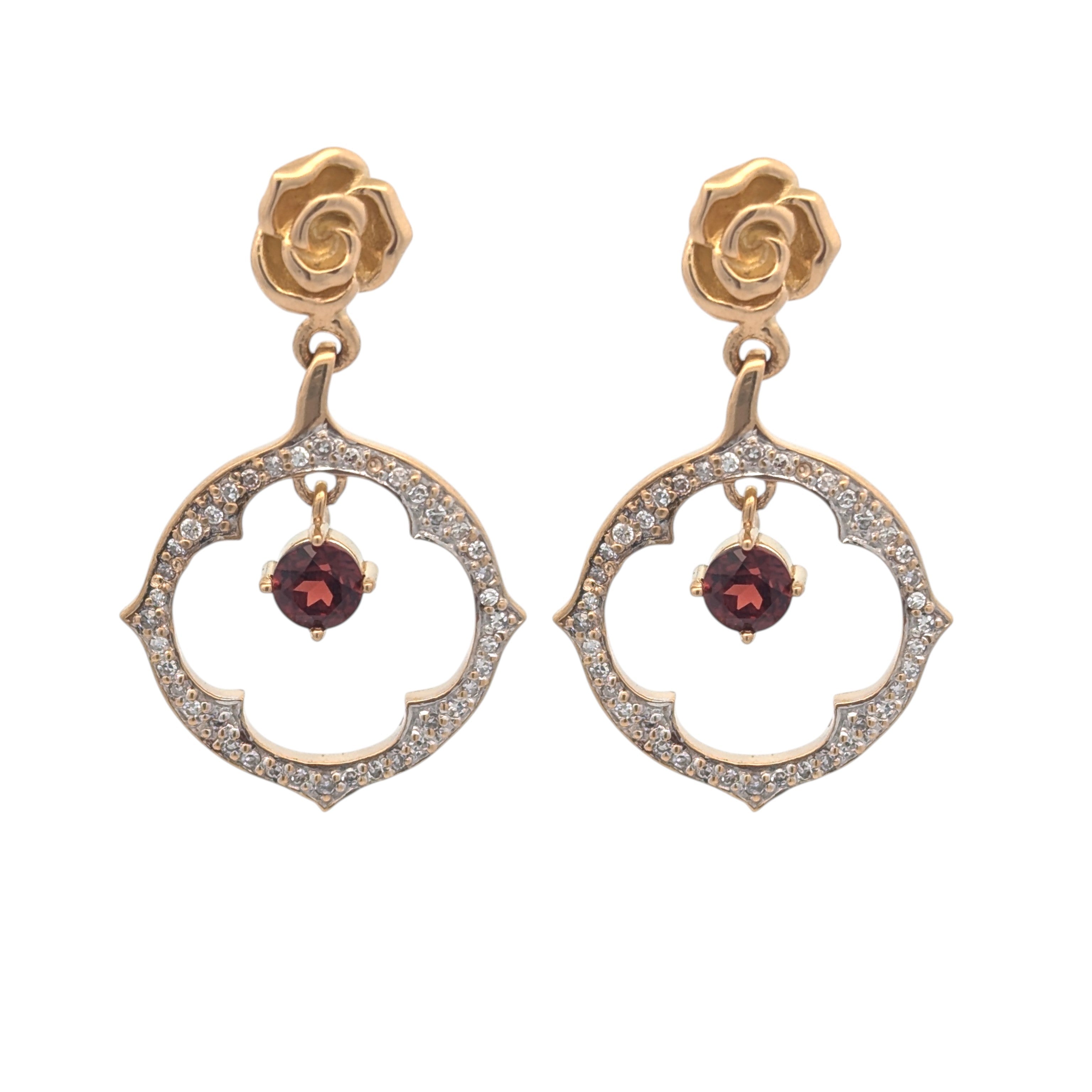 Vintage 18K Gold and Garnet Earrings