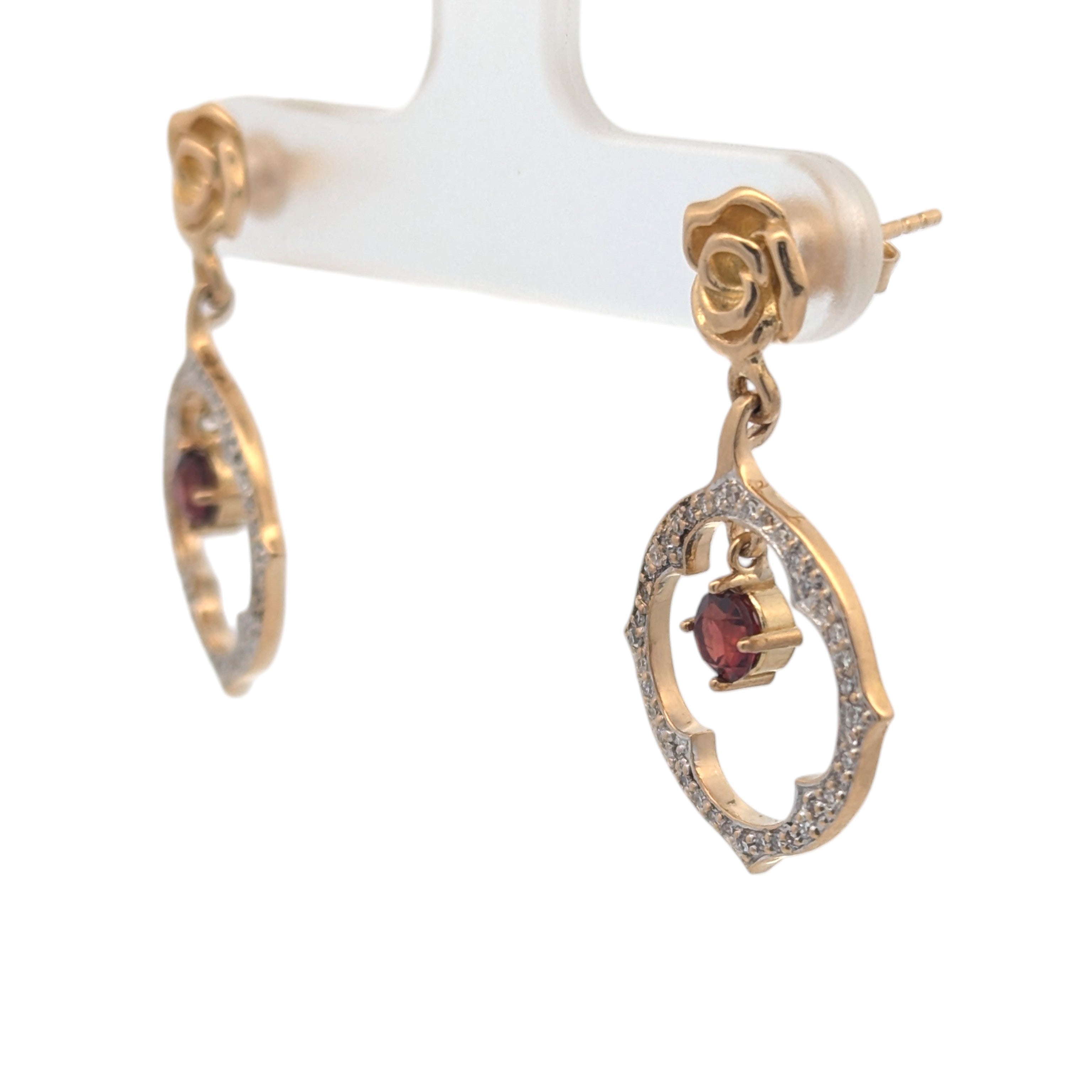 Vintage 18K Gold and Garnet Earrings