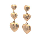Vintage 14K Yellow Gold Heart Earrings