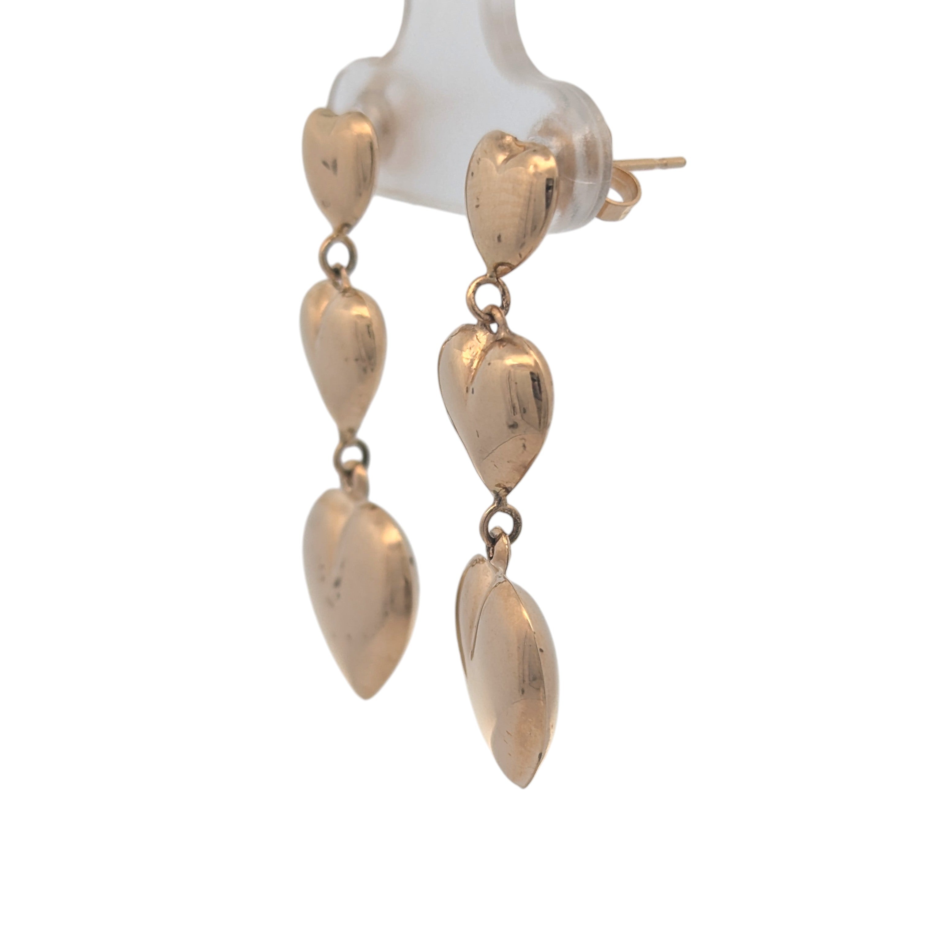 Vintage 14K Yellow Gold Heart Earrings