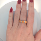 14K Yellow Gold Ring with Orange Garnet and Diamond