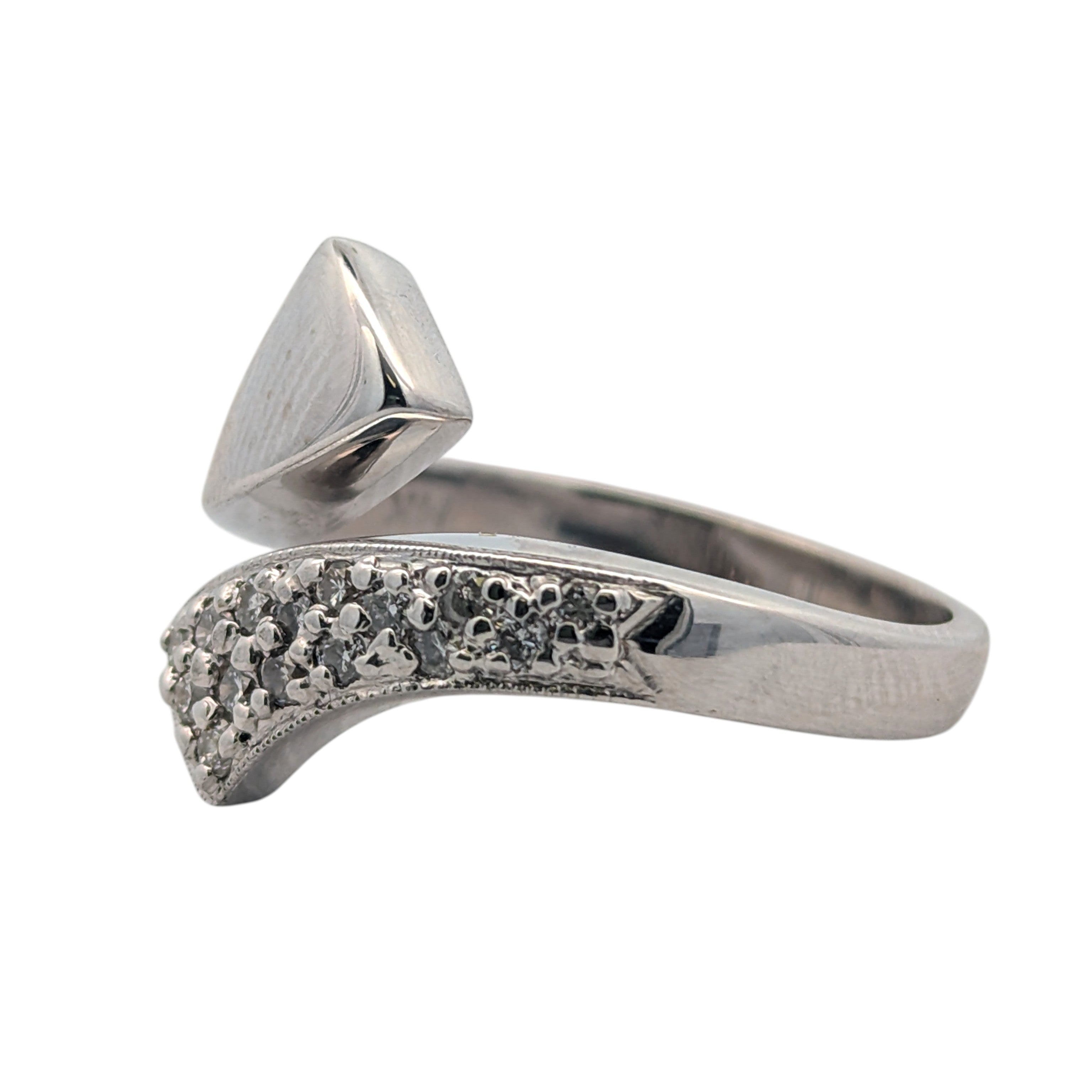 14K White Gold Open Bypass Ring