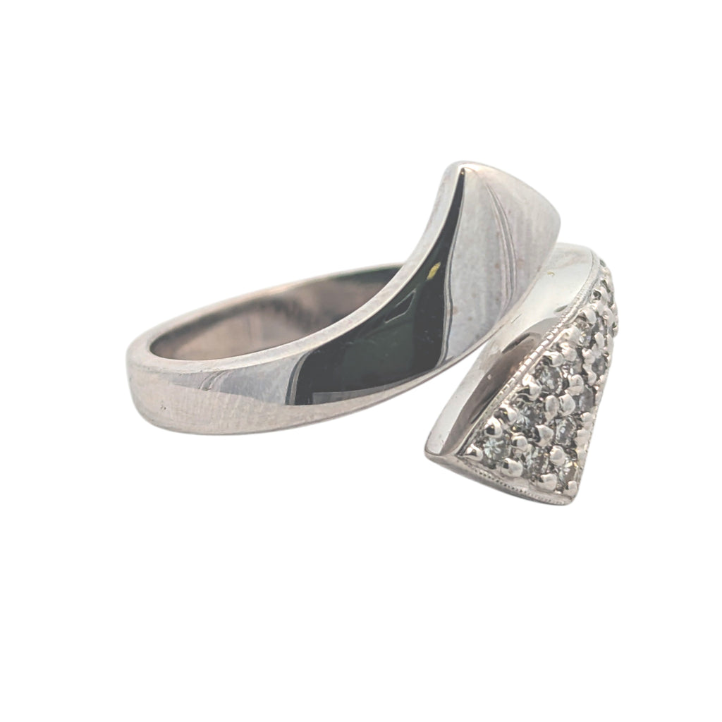 14K White Gold Open Bypass Ring