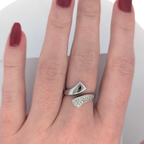 14K White Gold Open Bypass Ring