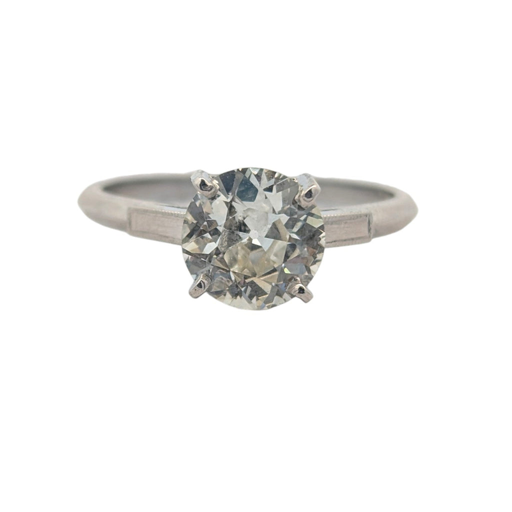 Platinum and Natural Old Mine Cut Diamond Engagement Ring