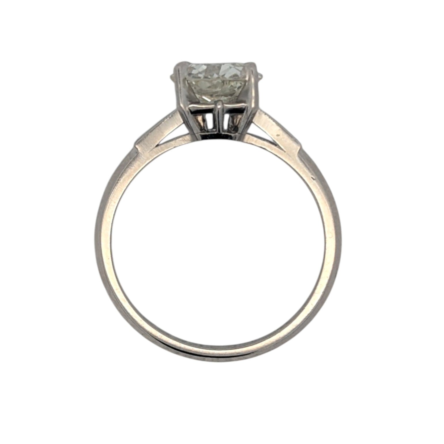 Platinum and Natural Old Mine Cut Diamond Engagement Ring
