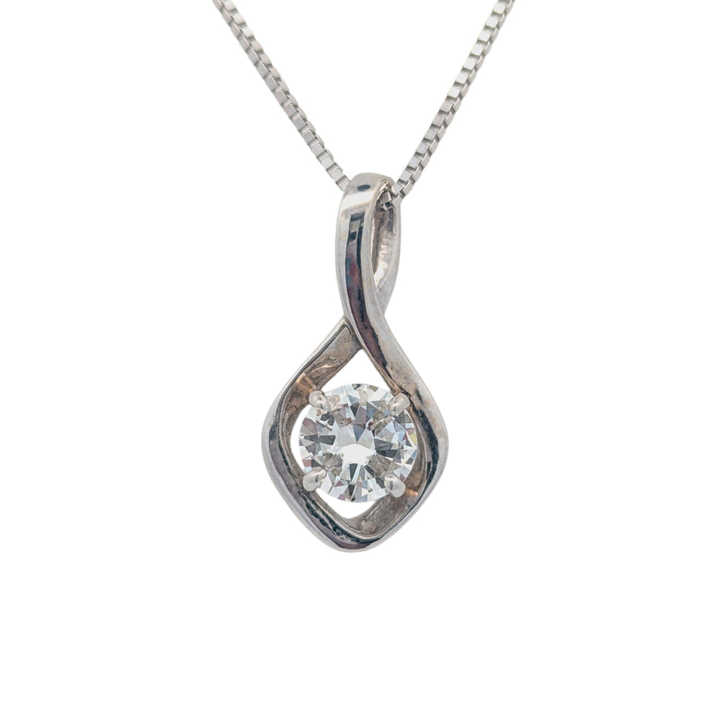 14K White Swirl Pendant