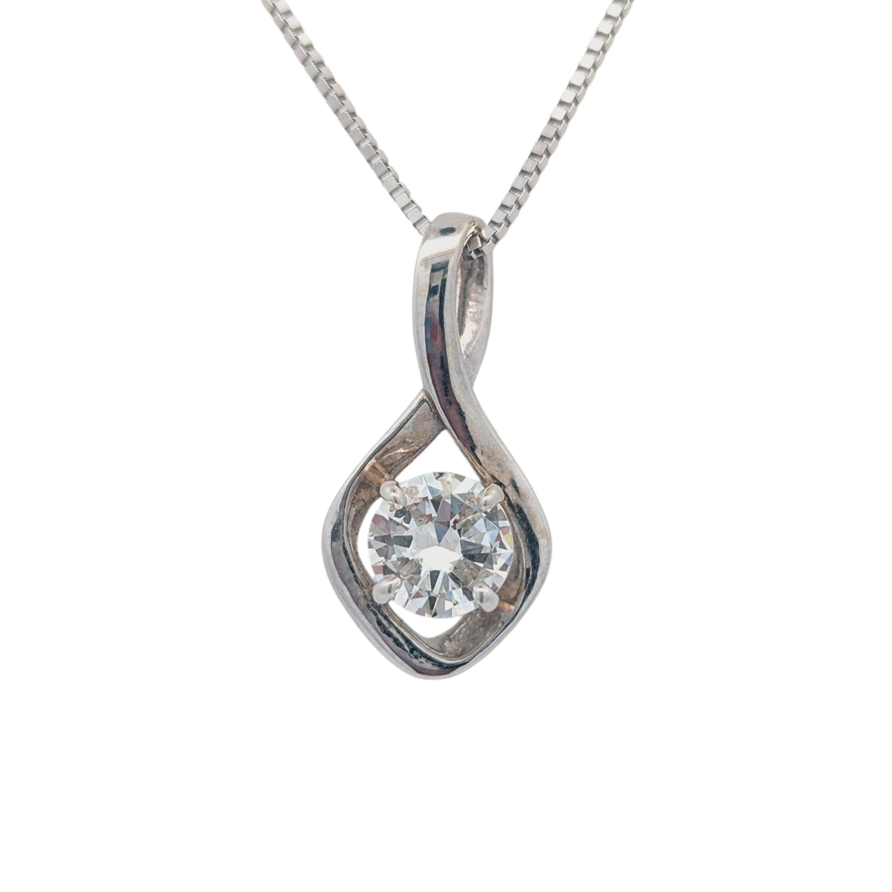 14K White Swirl Pendant