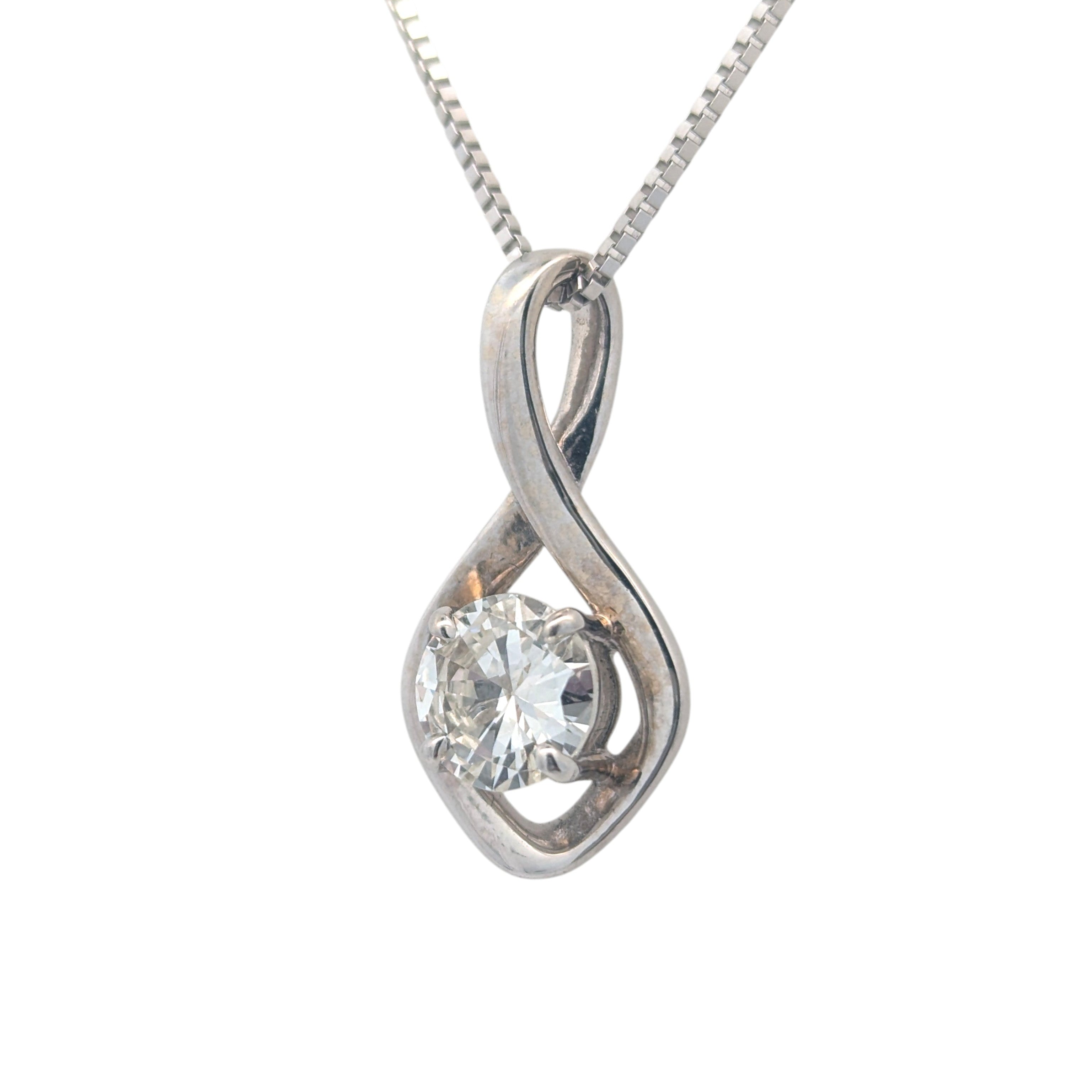 14K White Swirl Pendant