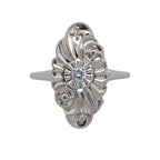 14K White Gold Vintage-Style Oval Ring