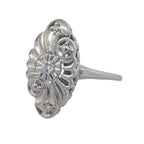 14K White Gold Vintage-Style Oval Ring