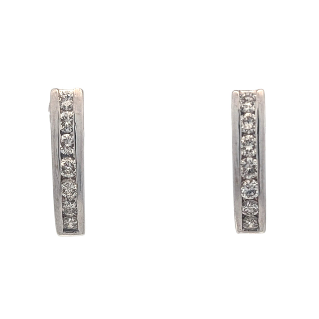 14K White Gold Half Hoop Earrings