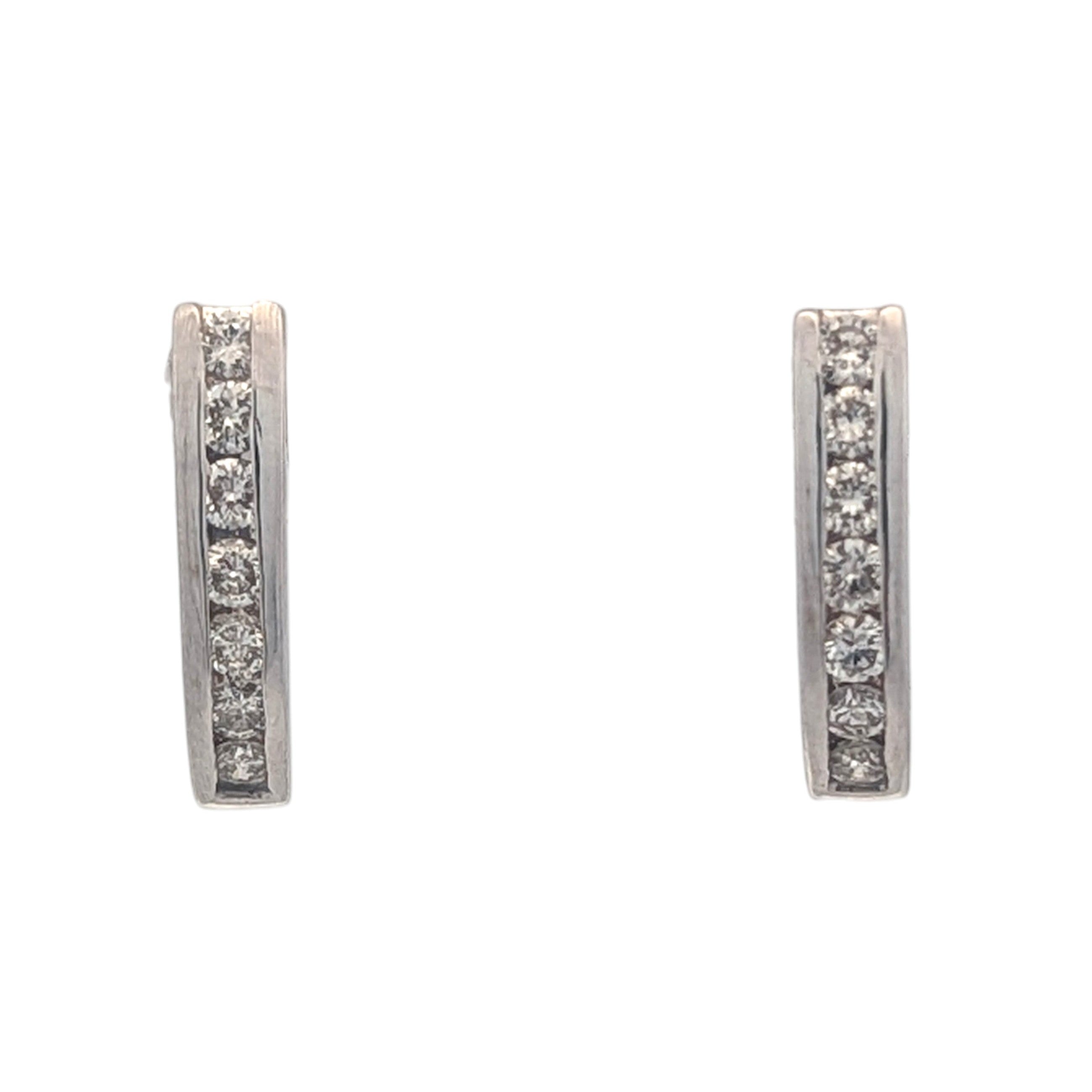 14K White Gold Half Hoop Earrings