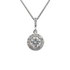 14K White Gold Halo Pendant