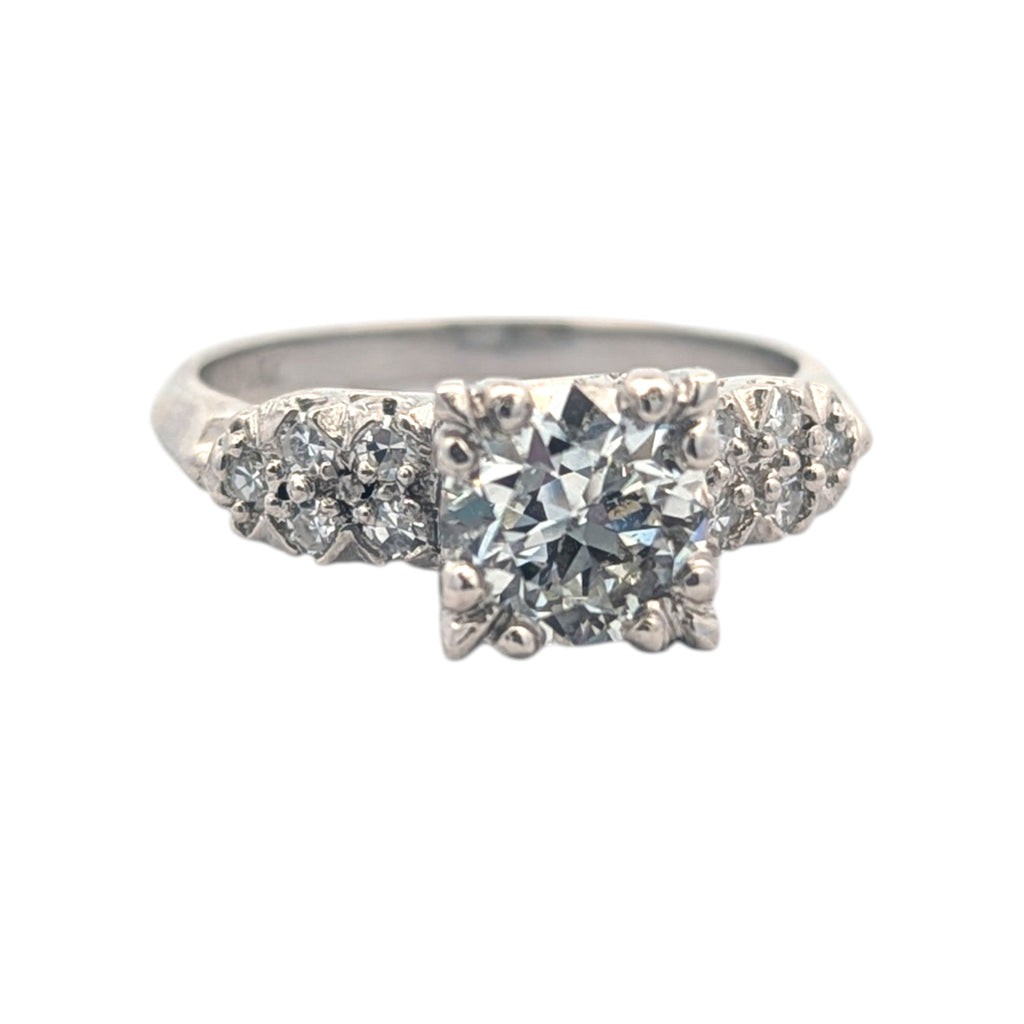 Vintage Platinum and Old Mine Diamond Engagement Ring
