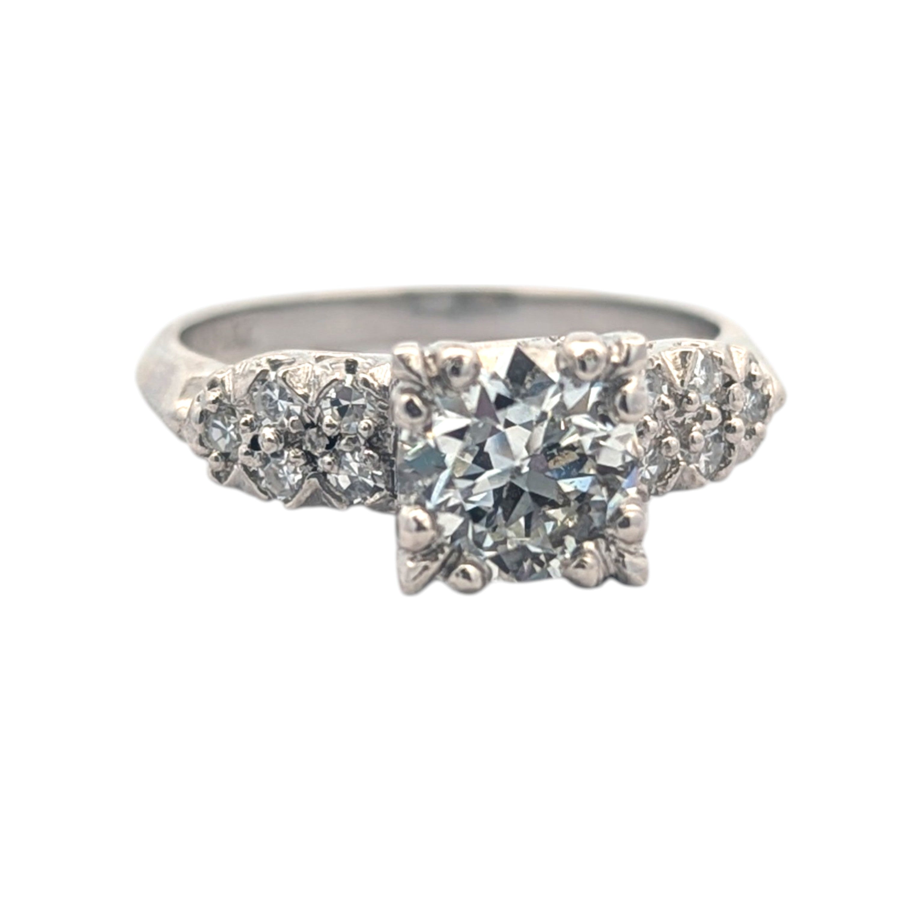 Vintage Platinum and Old Mine Diamond Engagement Ring