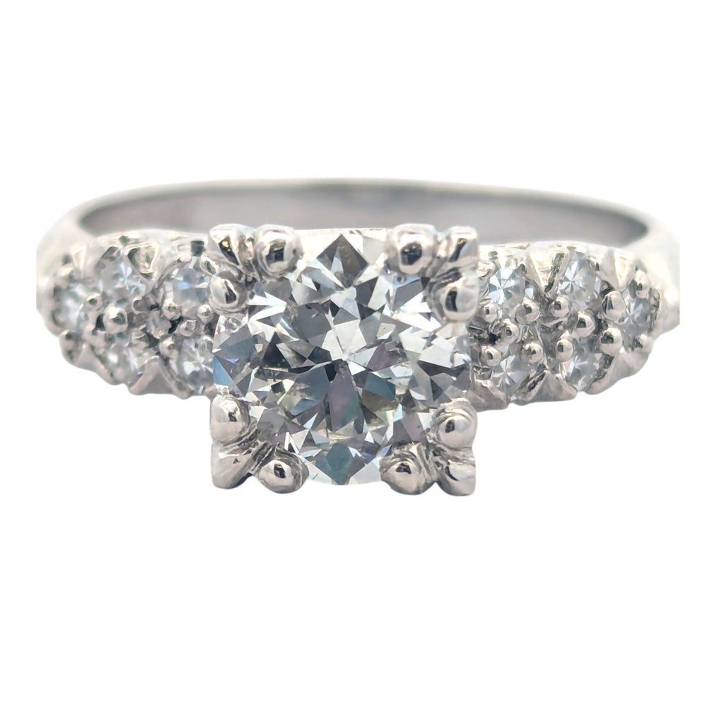 Vintage Platinum and Old Mine Diamond Engagement Ring