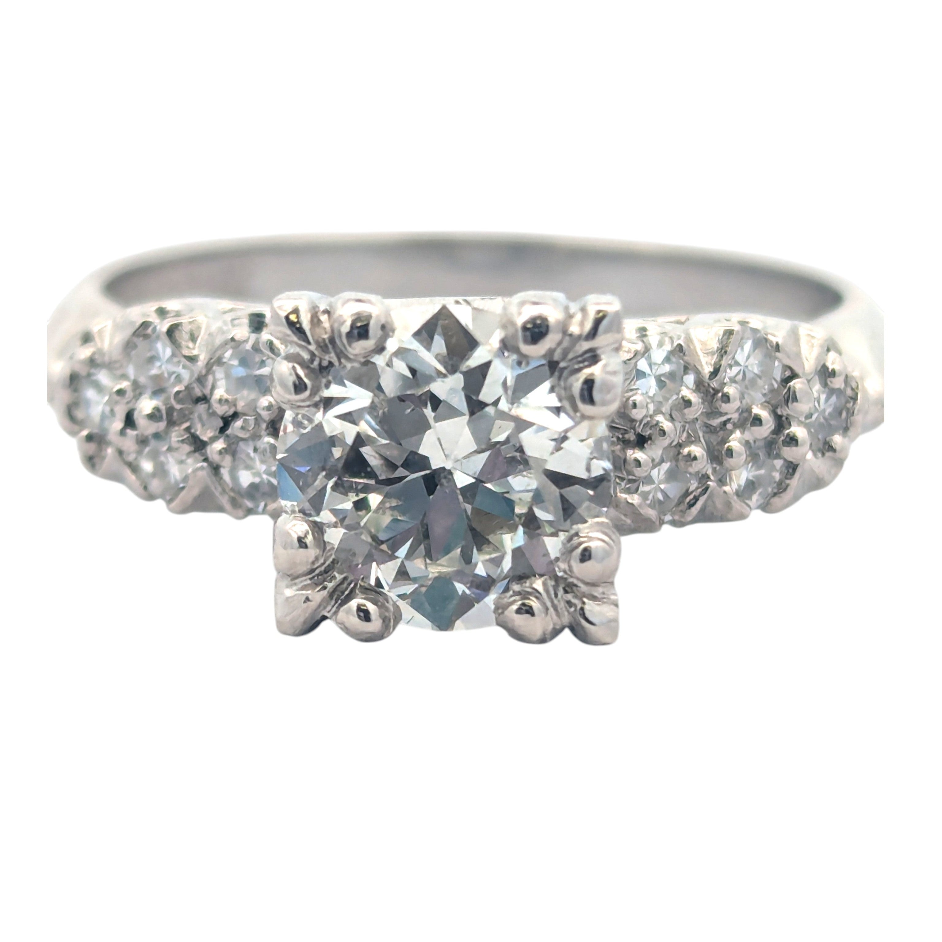 Vintage Platinum and Old Mine Diamond Engagement Ring