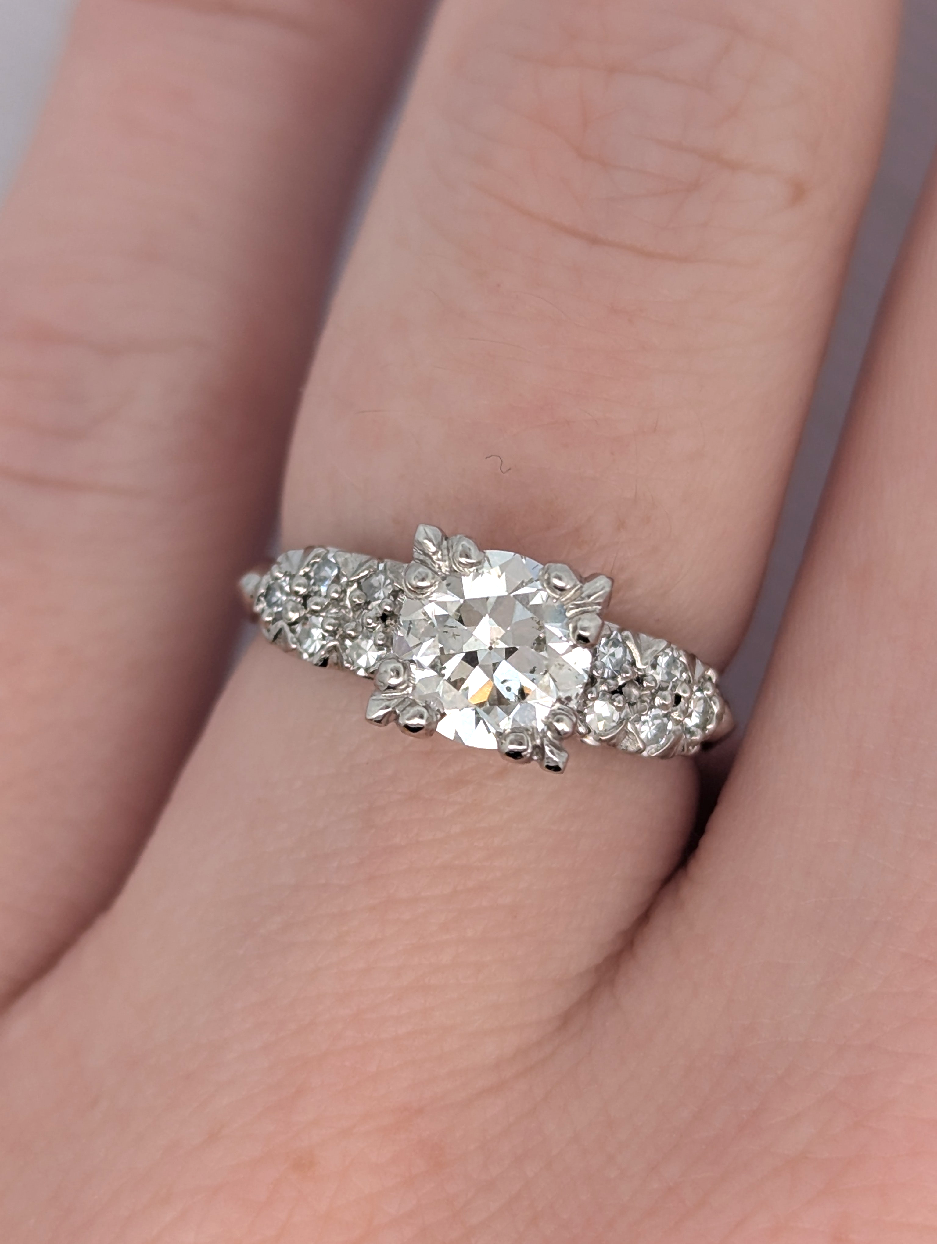 Vintage Platinum and Old Mine Diamond Engagement Ring