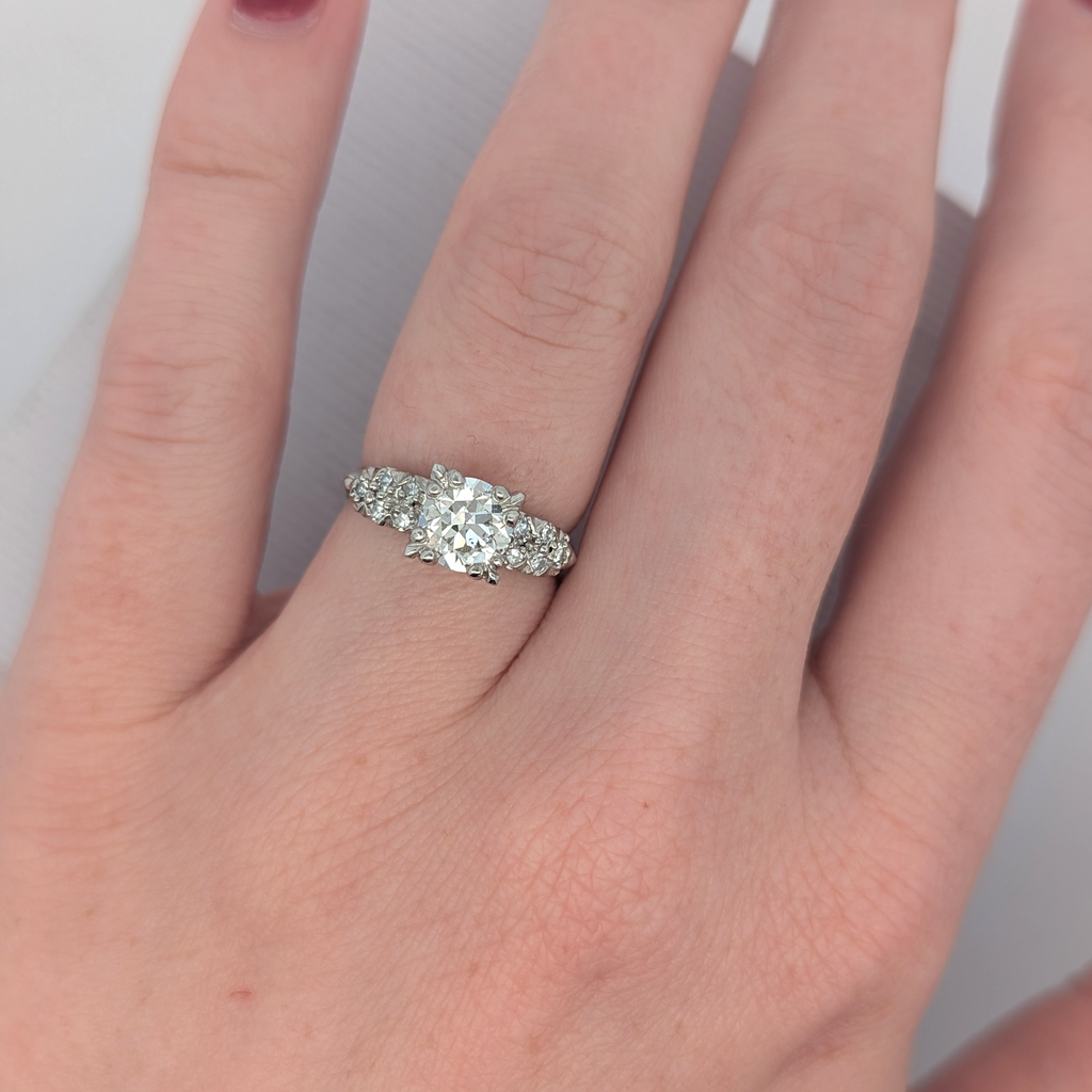 Vintage Platinum and Old Mine Diamond Engagement Ring