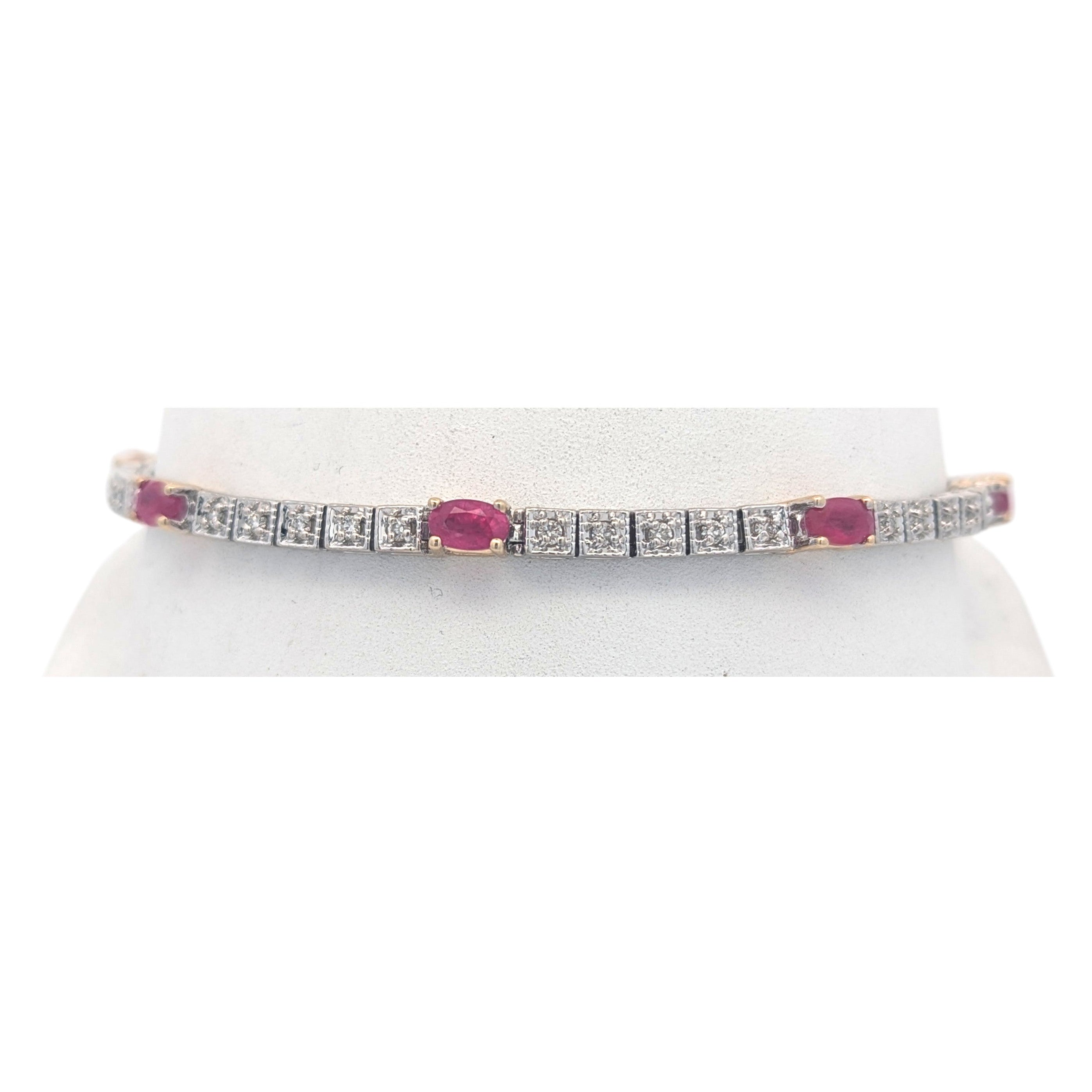 14K White Gold Ruby and Diamond Bracelet