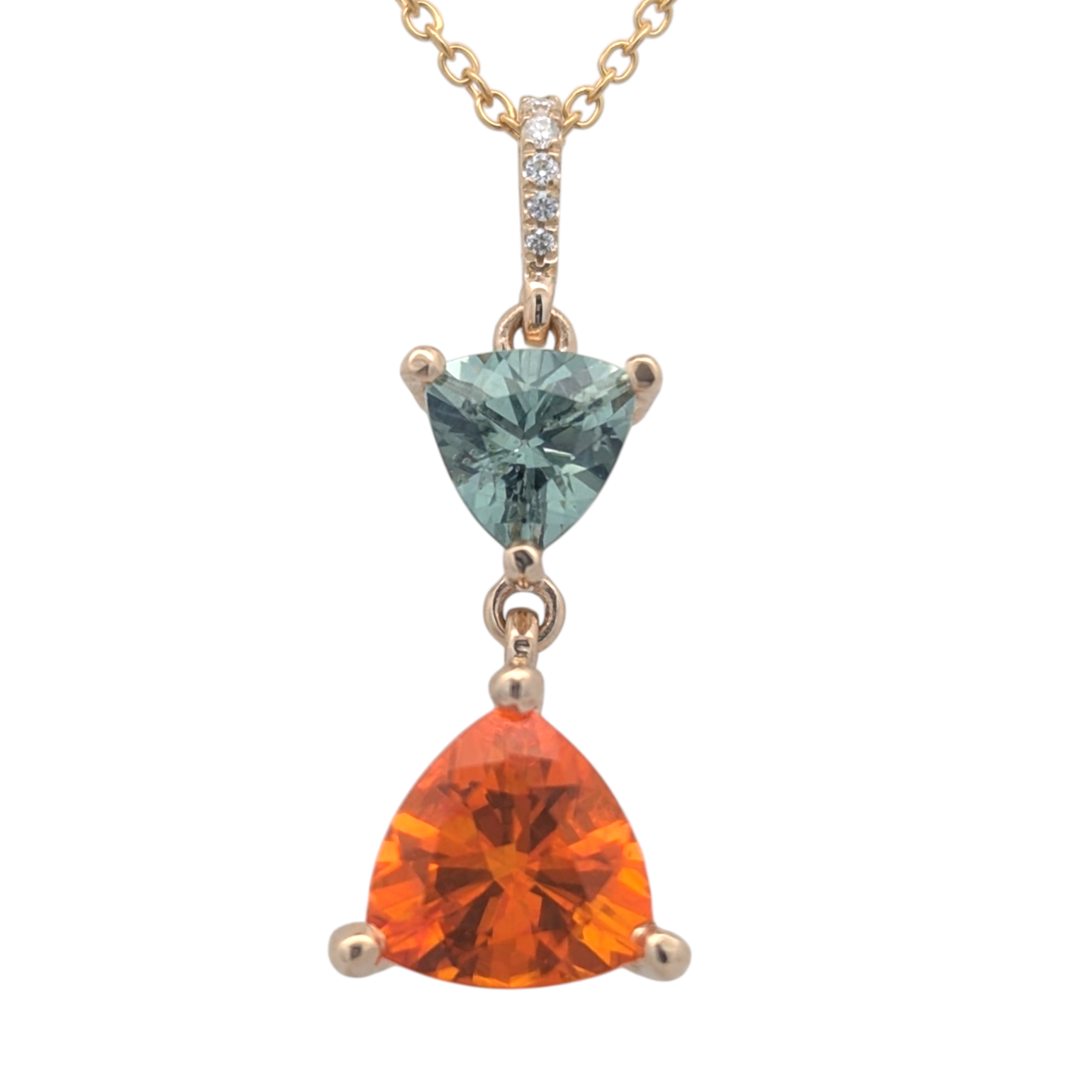 14K Yellow Gold Double Gemstone Pendant