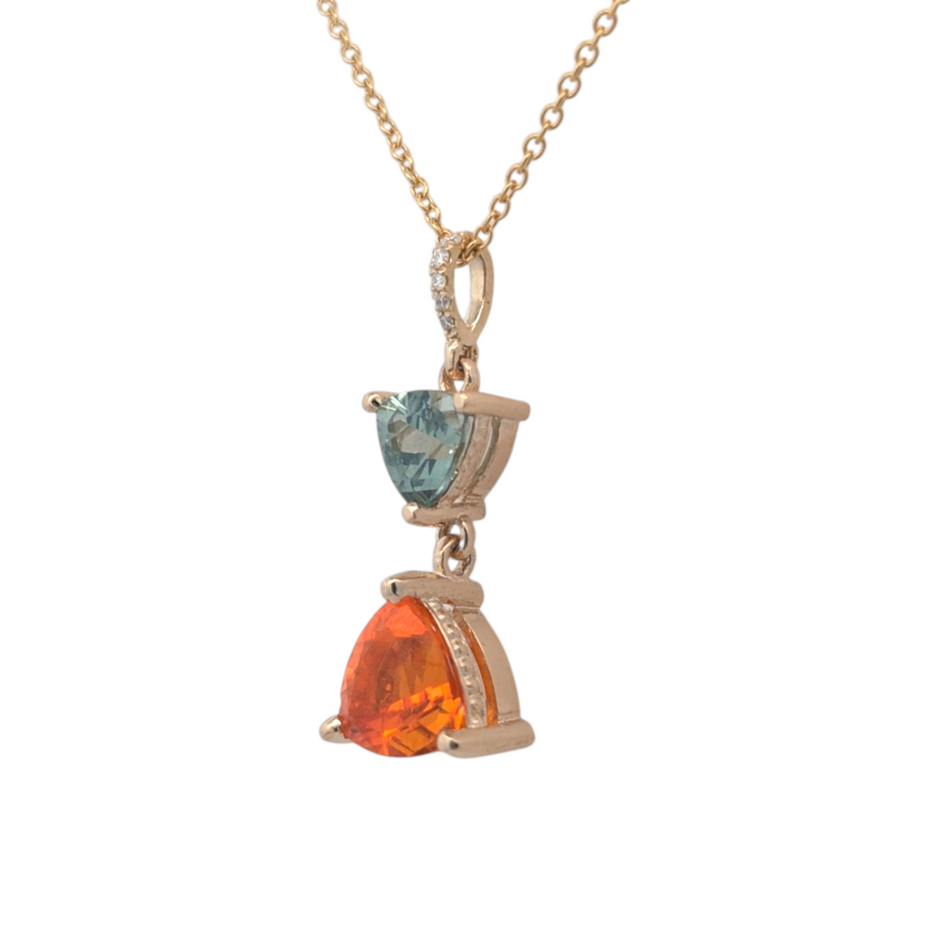 14K Yellow Gold Double Gemstone Pendant
