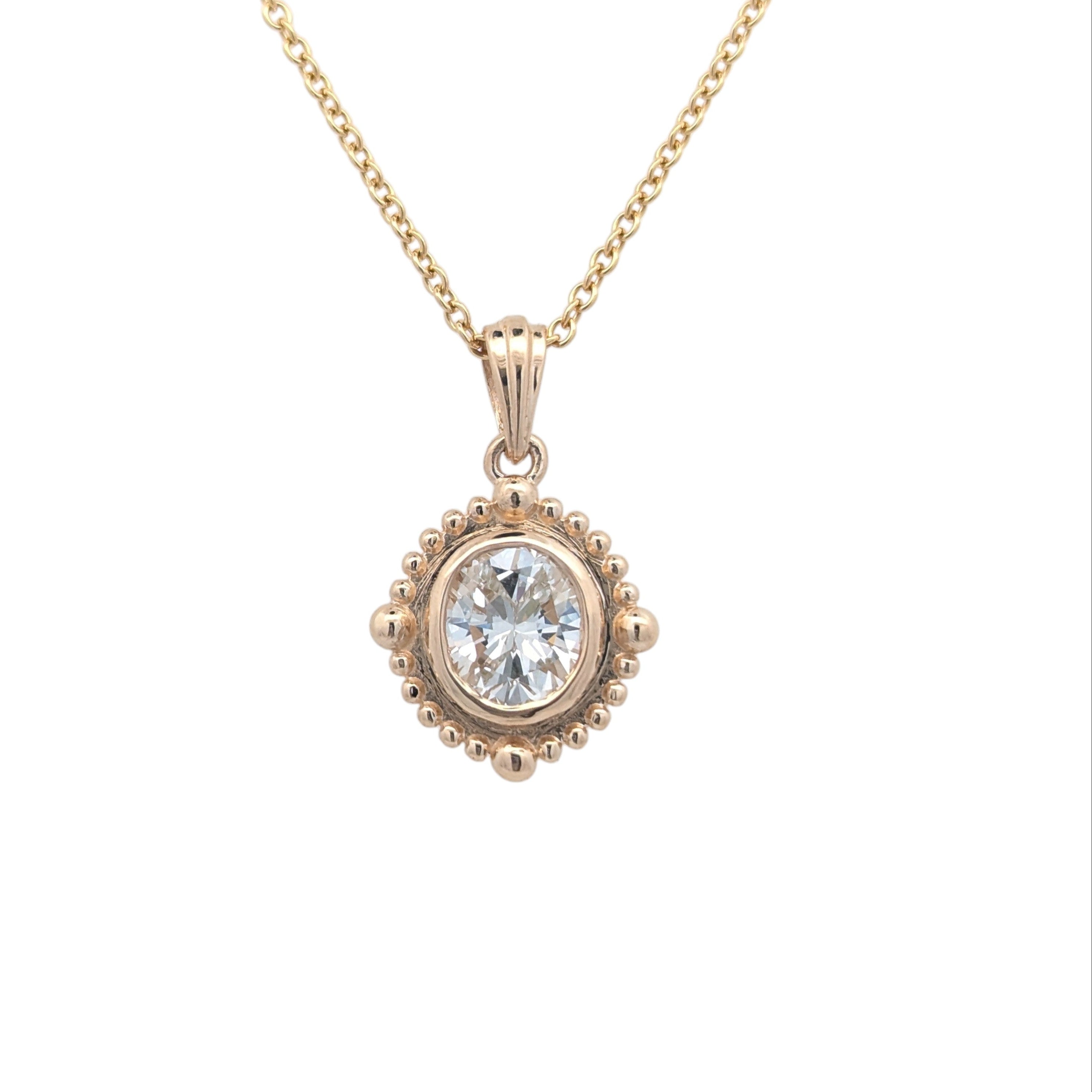 Vintage Inspired Pendant with Natural Cushion Cut Diamond
