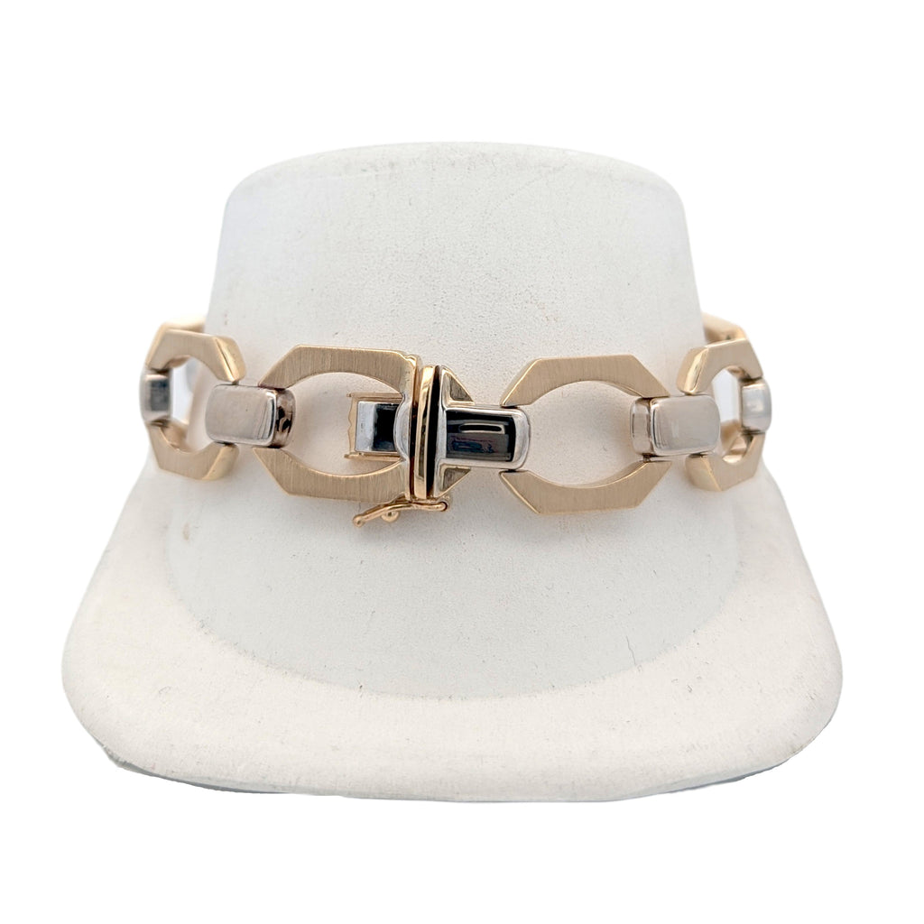 14K Yellow and White Gold Wide Bracelet