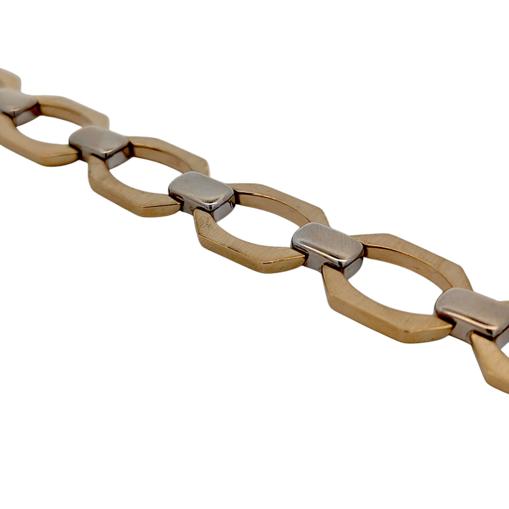 14K Yellow and White Gold Wide Bracelet